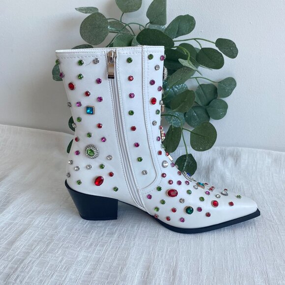 Azalea Wang Rhinestone Embellished Western Boots SZ 10 - Picture 5 of 15